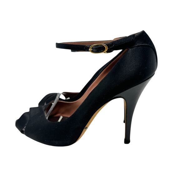 Giuseppe Zanotti High Heels Stiletto Satin Ankle Strap Black Size 39.5 US 9.5 - Picture 12 of 16